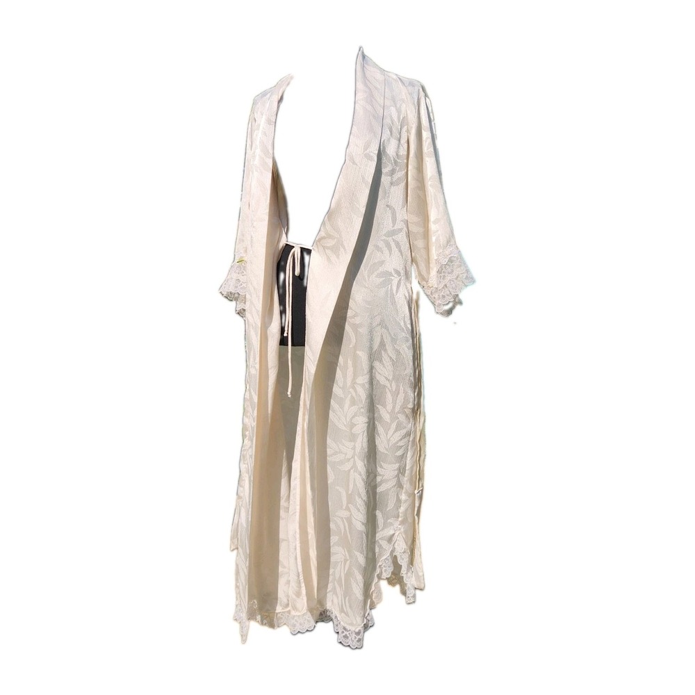 Vtg 1960s Christian Dior Cream Long ROBE Ivory Bridal Hollywood SAKS 5th Small - Picture 4 of 14